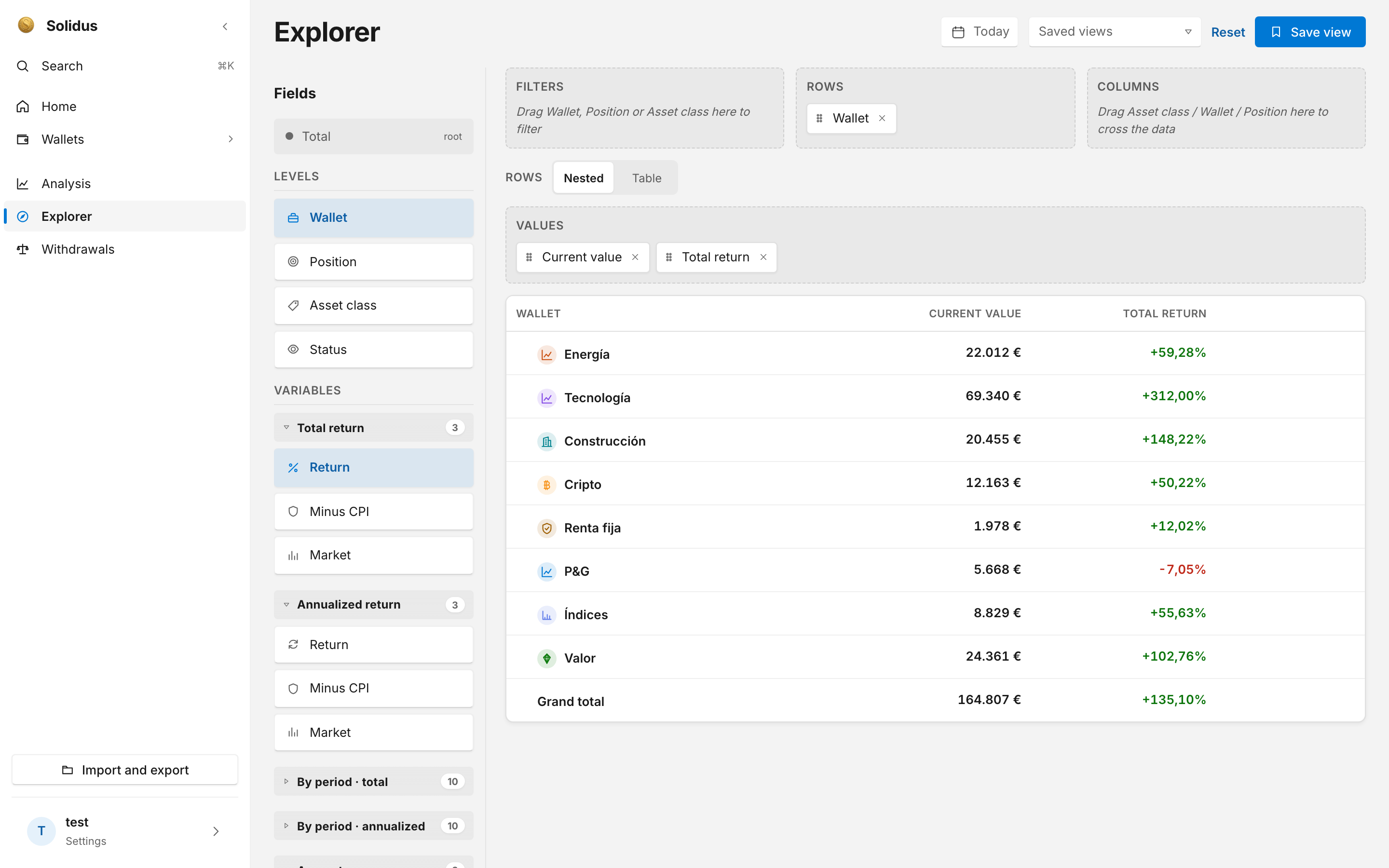 Solidus Explorer screen